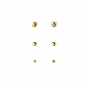 Trio de Brincos Bolinhas Banhado a Ouro 18k Liso