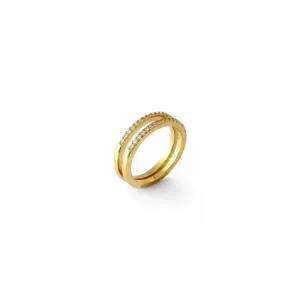 Anel Aparador Banhado a Ouro 18k com Zircônias - Par