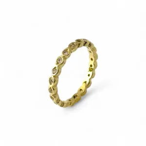 Anel Banhado a Ouro 18k Zircônias ao Redor 360º Tam 12