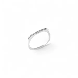 Anel Quadrado Prata 925 com 1 Linha de Zircônias