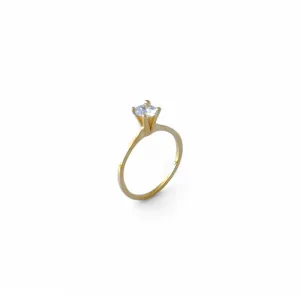 Anel Solitário Banhado a Ouro 18k com Zircônia