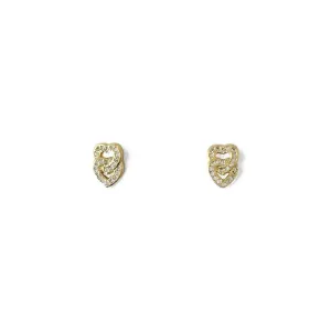 Brinco 2 Corações Banhado a Ouro 18k com Zircônias