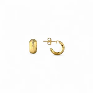 Brinco Argola Aberta com Detalhe Fosco Banhada a Ouro 18k