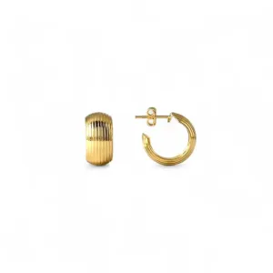Brinco Argola Aberta Linhas Banhado a Ouro 18k - 1,5cm