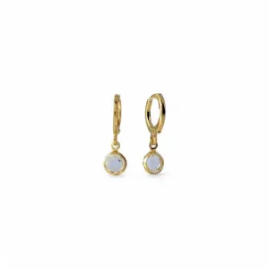 Brinco Argola Banhado a Ouro 18k com Zircônia Pendurada