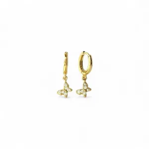 Brinco Argola Borboleta Banhado a Ouro 18k com Zircônias