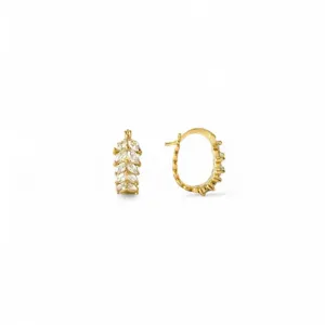 Brinco Argola Folhas Banhado a Ouro 18k com Zircônias