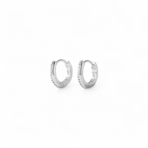 Brinco Argola Prata 925 com 1 Linha de Zircônias - 1,2cm