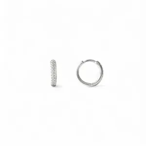 Brinco Argola Prata 925 com 1 Linha de Zircônias - 1,5cm
