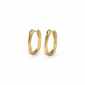 Brinco Argola Quadrada Banhado a Ouro 18k Liso
