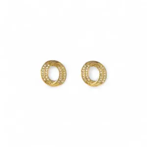 Brinco Círculo Duplo Banhado a Ouro 18k com Zircônias