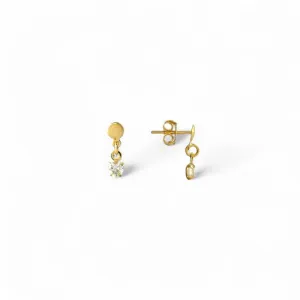 Brinco Coração Banhado a Ouro 18k com Zircônia Pendurada