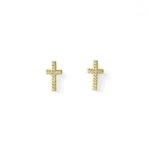 Brinco Cruz Banhado a Ouro 18k com Zircônias