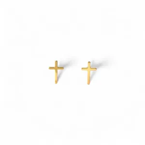 Brinco Cruz Banhado a Ouro 18k Liso