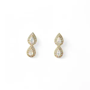 Brinco Duas Gotas Banhado a Ouro 18k com Zircônias