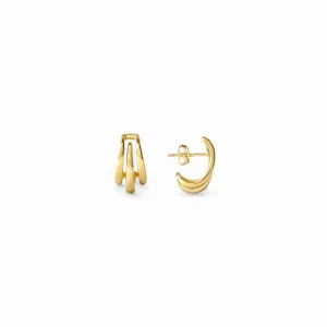 Brinco Earhook Banhado a Ouro 18k com 3 Linhas Lisas