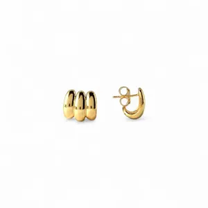 Brinco Earhook Banhado a Ouro 18k Liso 3 Gomos