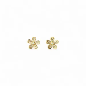 Brinco Flor Banhado a Ouro 18k e Zircônias