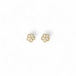 Brinco Flor Banhado a Ouro 18k Vazada com Zircônia