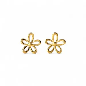 Brinco Flor Banhado a Ouro 18k Vazada Liso