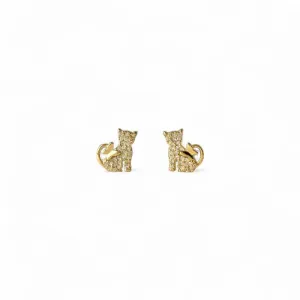 Brinco Gato Banhado a Ouro 18k com Zircônias