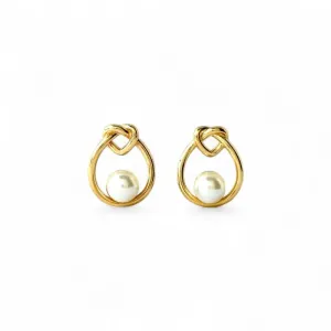 Brinco Gota com Pérola Banhado a Ouro 18k