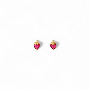 Brinco Morango do Amor Banhado a Ouro 18k com Zircônia