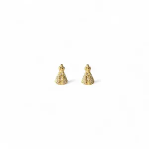 Brinco Nossa Senhora Banhado a Ouro 18k com Zircônias