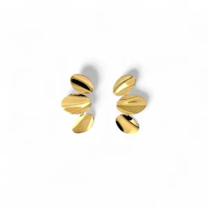 Brinco Orgânico Earcuff Banhado a ouro 18k 3 Folhas