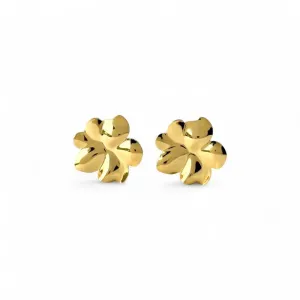 Brinco Orgânico Flor Banhado a Ouro 18k Liso