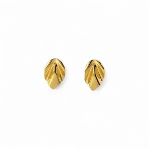Brinco Orgânico Folha Banhado a Ouro 18k Liso