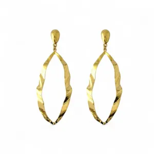 Brinco Orgânico Oval Banhado a Ouro 18k Pendurado