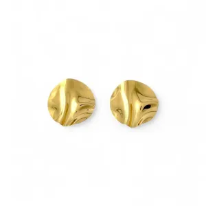 Brinco Orgânico Redondo Amassado Banhado a Ouro 18k