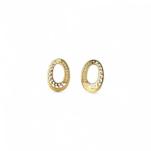 Brinco Oval Banhado a Ouro 18k Vazado com Zircônias