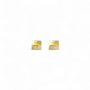 Brinco Quadrado Banhado a Ouro 18k com Detalhe em Zircônias