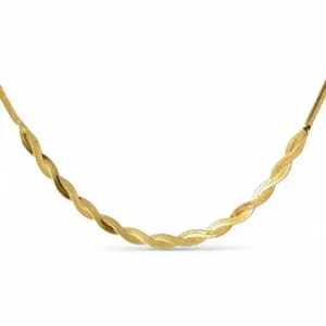 Colar Fita Trançado Banhado a Ouro 18k
