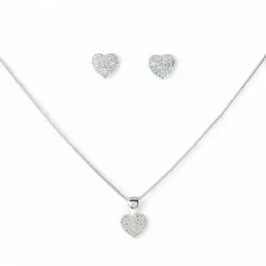 Conjunto Coração Folheado a Prata com Zircônias