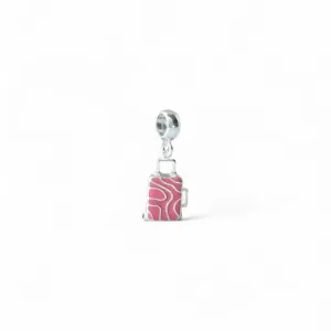 Pingente Berloque Mala de Viagem Rosa Prata 925