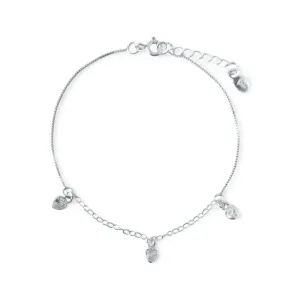 Pulseira 3 Corações Prata 925 com Zircônias