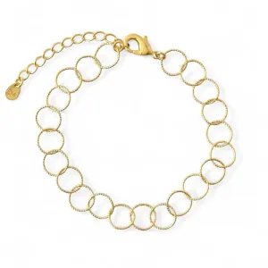 Pulseira Elos Redondos Banhada a Ouro 18k Trabalhado