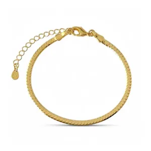 Pulseira Fita Laminada Banhada a Ouro 18k - 3mm