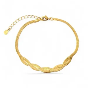 Pulseira Fita Trançada Banhada a Ouro 18k