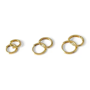 Trio de Brincos Argola Banhado a Ouro 18k Lisa Tubinho
