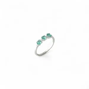 Anel 3 Zircônias Prata 925 Azul Tiffany