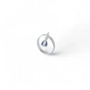 Anel Nossa Senhora Pendurada Prata 925 com Zircônia Azul
