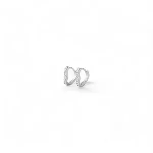 Brinco Argola Coração Prata 925 com Zircônias - 1cm