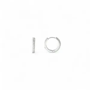 Brinco Argola Prata 925 com 1Linha de Zircônias - 1,5cm