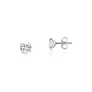 Brinco Ponto de Luz Coração Prata 925 com Zircônia - 6mm