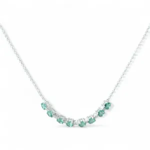 Colar Prata 925 com Linha de Zircônias Azul Tiffany