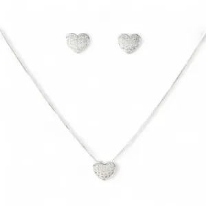 Conjunto Coração Prata 925 com Zircônias